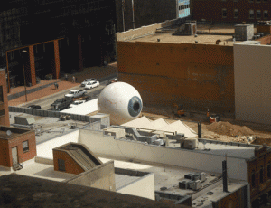 Giant eye in Dallas (what's this about?)