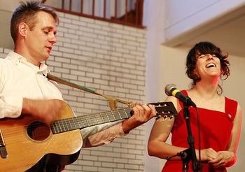 Calvin playing a show with Julie Doiron in Chicago, IL June, 2007 - the guitar is